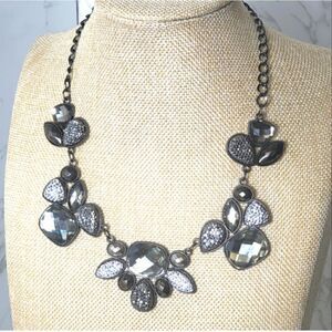 STATEMENT PIECE NECKLACE  Gunmetal & Faceted Resin Cabochons